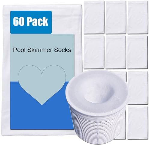 VSECUON 60 Pack Pool Skimmer Socks,Pool Filter Socks Reusable Pool and Spas Filters Baskets Skimmer Savers