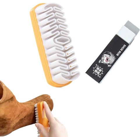 2 PCS Suede Shoe Brush Kit,brosse daim gomme daim chaussure gomme a daim Crepe Suede Brush with Cleaning Eraser, Multifunction Nubuck Suede Suede Cleaning Kit for Leather Care, Nubuck