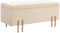 HOMCOM Sitzbank mit Stauraum Polsterbank mit Samtoptik, Sitztruhe mit Metallbeine, Truhenbank für Wohnzimmer Schlafzimmer Flur 100 x 40 x 42 cm, Beige