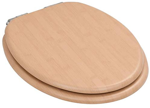Xichuzi 2X Copriwater con Chiusura Ammortizzata Robusta Moderna Design a bambù Cerniere Regolabili Zinco-Cromo Tavolette WC in MDF
