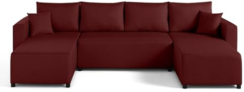 Bestmobilier Regala - canapé panoramique - 7 Places - Convertible avec Coffre - en Tissu
