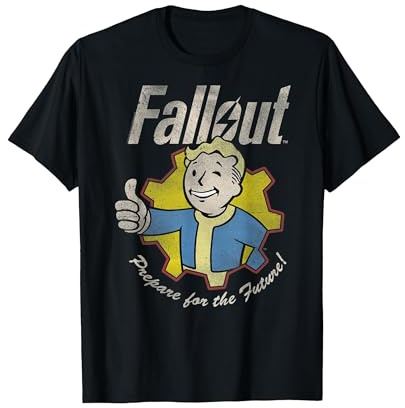 Fallout Video Game Prepare for The Future Vault Boy T-Shirt, Homme, Noir, L