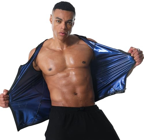 Donason Canotta Sauna Dimagrante Uomo Gilet Sudore Fitness Sportivo Body Shaper Snellente Canottiera da Allenamento Palestra per la Perdita di Peso Shapewear con Cerniera