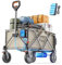 Litheli Elektrische Bollerwagen Faltbar, mit 20cm Geländereifen, 200L Fassungsvermögen, 60kg Traglast, 2 Bremsen, geeignet für Camping, Garten, Strand, Einkauf, Beige