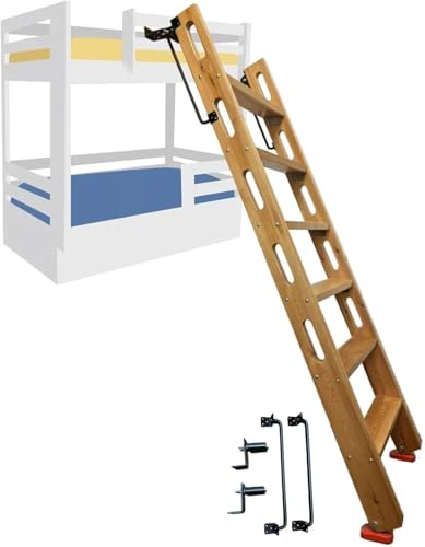 Escalera for litera de Madera, con Almacenamiento Vertical y Pedales Extra Anchos, Segura y Resistente.(140cmH)