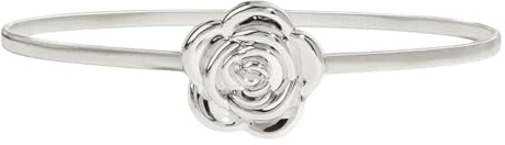 Cintura a catena in metallo con fiore di rosa da donna, elastica, regolabile, oro o argento, per abiti, feste e matrimoni (60 cm)