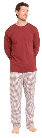 TRAMAS+ Pigiama Uomo in Cotone, Pigiama Uomo Completo Lungo con Maniche Lunghe, 100% Cotone, Comodo e Traspirante -