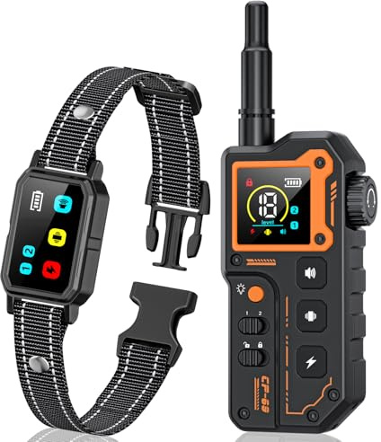 Collier de Dressage pour Chien, Portée 1000 Mètres, Collier Electrique pour Chien avec Télécommande, 4 Modes Lumières/Son/Vibration/Choc, Résistant à l'eau IP67, Adapté à Tous Les Chiens