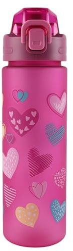 MHwan Botellas Agua Niños, 700 Ml, Apta para Bebidas Carbonatadas | Libre de BPA, Apertura con un Solo Toque, Fácil de Limpiar, Gran Capacidad, Ideal para La Colegio y Deportes