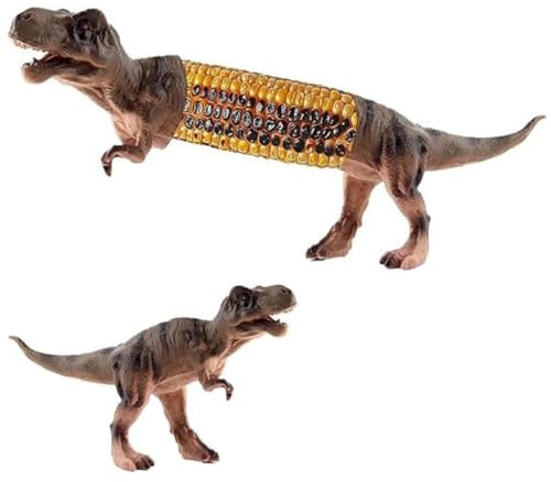 Tsawntd majskolvshållare, dinosaurie rostfritt stål majs på kolvshållare rolig T-rex form för grill och daglig middag, bruna handtag spett för på hållaren