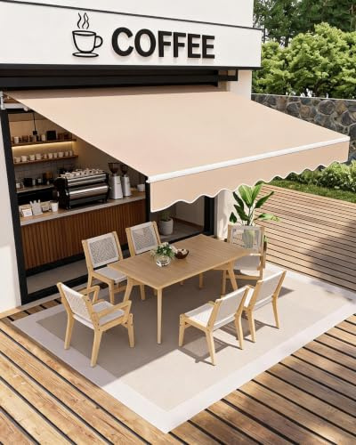 Tenda da Sole 350x250 cm per Esterni con Manovella, Protezione UV50+ | Tessuto idrorepellente, Inclinazione regolabile, Supporto a parete, Terrazza, Balcone, Patio