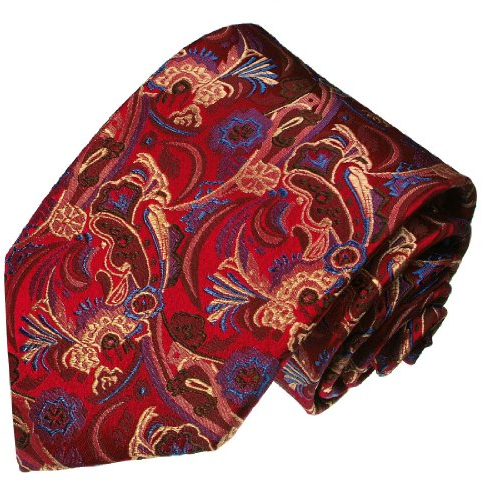 Lorenzo Cana - Krawatte aus 100% Seide in den aktuellen Trendfarben - rot gold blau floral Paisley - 36020