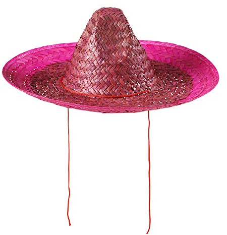 WIDMANN 1428G - Sombrero en Paille Unisexe Adulte, Chapeau, Mexicain, fêtes d'été, Carnaval, diamètre 48 cm, Taille Unique, Couleur Rose