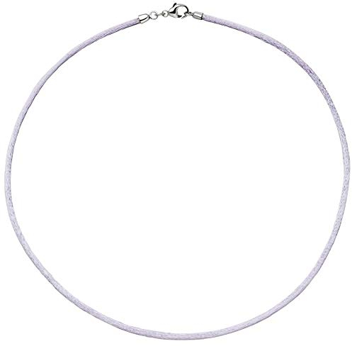 Jobo Damen Collier Halskette Seide flieder 2,8 mm 42 cm, Verschluss 925 Silber Kette