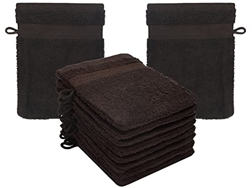 Betz Premium Lot de 10 Gants de Toilette en éponge lavettes pour Le Visage en 100% Coton Gant de Toilette pour bébé Couleur Marron foncé
