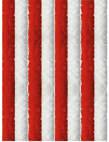 Flauschvorhang, Chenille Vorhang, Insektenschutz für den Sommer Extrabreit, Auswahl: 140x200 Unistreifen rot - weiß