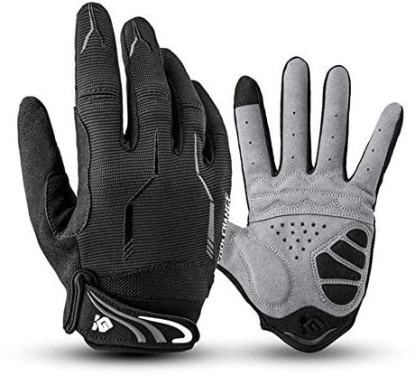 I Kua Fly Cycling Gloves Full Finger Mountain Bike Gloves Gel Padded Touchscreen MTB Gloves for Men Women, Black, M
