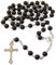 Catholic Rosary Beads Necklace – 8mm Black Glass Beads with Silver-Tone Crucifix & Mary Medal – Traditional Prayer Rosary for Men & Women