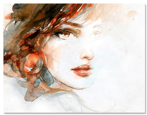 wandmotiv24 Leinwandbild Kunst, Querformat, Aquarell Einer Frau, Wasserfarbe M0333