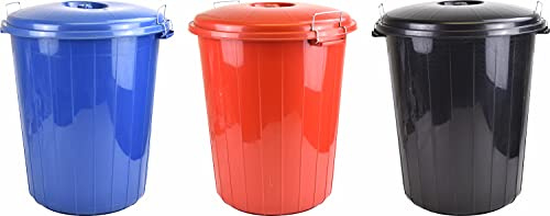 Sterling Ventures 35L Garden Waste Rubbish Dust Bin with Locking Lid (Set)