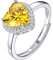 Suplight Damen Ringe aus 925 Sterling Silber Kristall Fingerring mit Geburtsstein November in Herzschnittform Zirkonia Damenring Synthetischer gelber Topas