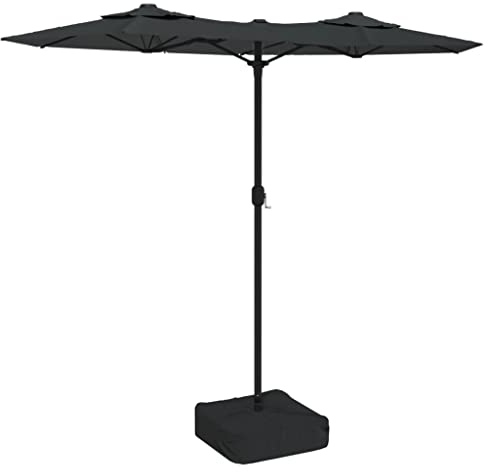 vidaXL Sombrilla Doble de Jardín, Parasol Protector de Sol, Refugio Solar, Paraguas para Patio Terraza Playa Exterior, Gris Antracita 316x145 cm