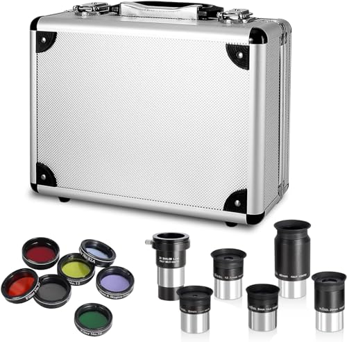 CelticBird 13-Piece Telescopic Accessory Set - 1.25 Inch Telescopic Eyepiece and Filter Set with Sturdy Carry Case - 5 Pieces Plossl Telescope Eyepieces - 2 x Barlow Lens - 7 Pieces Filters