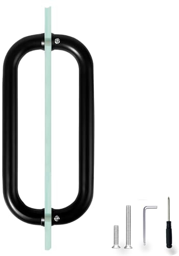 8-Inch Hole Spacing, 25mm Diameter for Shower Glass Doors, Office Glass, and Wood Doors, 304 Stainless Steel, Fits 1/4 to 1/2 Glass, Suitable for 1 to 2-3/5 Wood Door (Matte Black)
