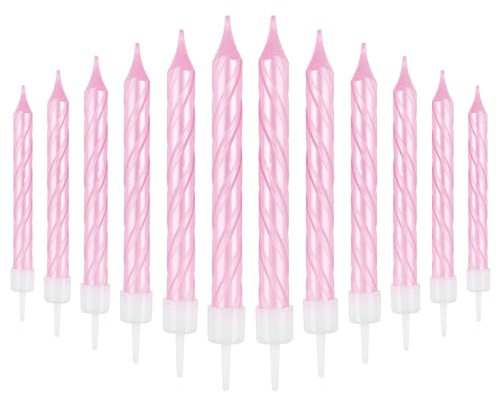 Spiralförmige Geburtstagskerzen-Set, 24 Stück, Party-Kerzen für Kuchen, rosa Happy Birthday-Kerzen, bunte Kuchendekorationen, Babypartys, Kuchen-Cupcake-Kerzen für Mädchen, Frauen, Geburtstag,