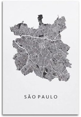 ZSZWHJ Poster, Vintage-Karte, Schwarz-Weiß, Südamerika, Brasilien, Sao Paulo, Poster, dekoratives Gemälde, Leinwand, Wandposter und Kunstdruck, moderne Familienschlafzimmer-Dekoration, Poster, 30 x 45