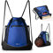 VULKIT Mochila con cordón, bolsas de gimnasio para hombres y mujeres con gran bolsillo frontal de malla para equipo de baloncesto, fútbol, bolsa de natación, Azul