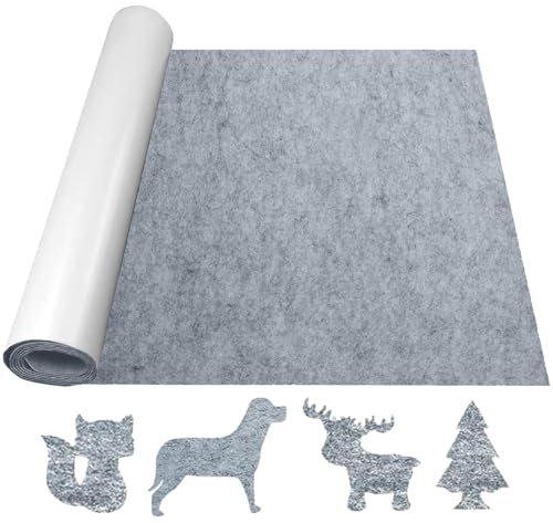 HDKAJL Filz Selbstklebend hellgrau 2mm Dicke – 200 cm x 40 cm Klebefilz Selbstklebend, Mehrzweck zum Zuschneiden für Möbelschutz & DIY