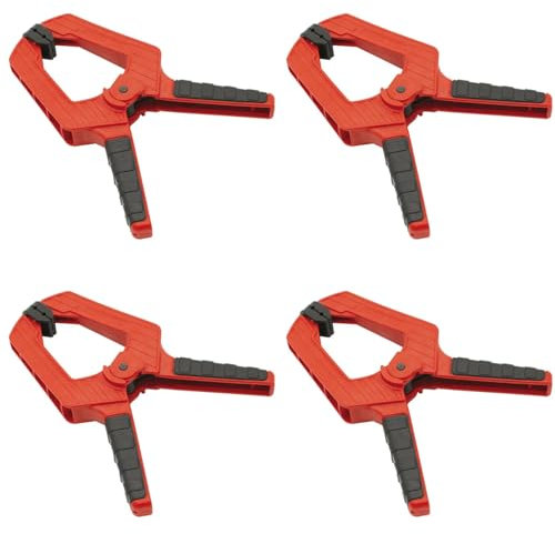 Federklemme Multifunktion - Set mit 4 Stück - Federzwingen mit hoher Spannweite - Klemmzwingen mit hoher Spannkraft und gummierten Griffen - Leimzwingen (100 mm)