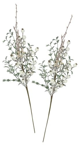 Künstlicher Ilexzweig mit Beeren 2er Set 67cm Beerenzweig Deko Zweig Dekozweig groß AST Blumen künstlich Äste für Adventskränze Girlanden Bodenvase Weihnachtsdeko Floristik Kunstblume Kunstzweig, Ilex