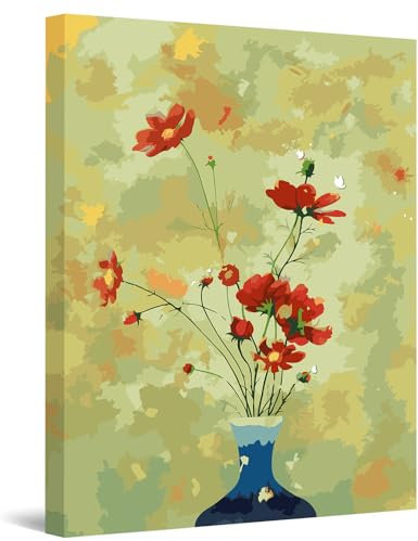 LZLHDE Wandbilder Wohnzimmer Leinwand Bilder mit Rahmen, Wandbilder Schlafzimmer Kunstdrucke 30x40 cm Wanddeko Schlafzimmer Blumen