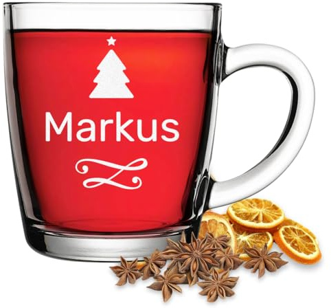 polar-effekt Individuelles Glühweinglas 340 ml mit Namen - Graviertes Glas für Glühwein & Punsch - Geschenkidee zu Weihnachten & Advent - Spülmaschinenfest
