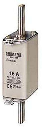 Siemens 3NA3130 LV HRC Fuse Link, NH1, in: 100 A, gG, Un AC: 500 V, Un DC: 440 V, Front Indicator, Non- Insulated Grip lugs, White