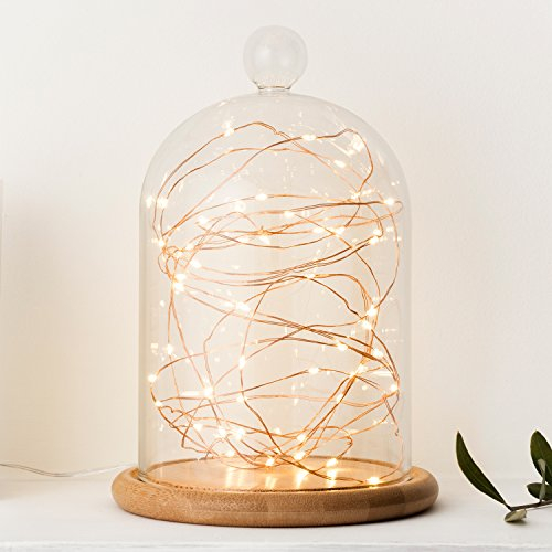 Lights4fun 3x 50er LED Kupferdraht Micro Lichterkette warmweiß Batteriebetrieb mit Zeitschaltuhr
