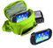 Orzly® - GAME & CONSOLE TRAVEL BAG for Sony PSP Consoles (GO/VITA/1000/2000/3000) Has Special Compartments for Games & Accessories. Bag includes Shoulder Strap + Carry Handle + Belt Loop - GREEN