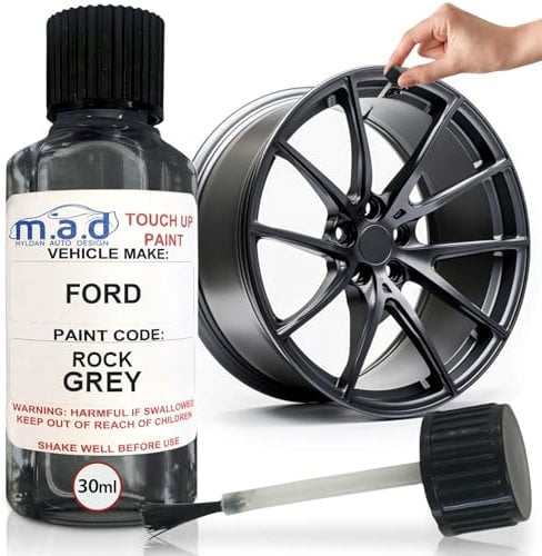 M.A.D MYLDAN AUTO DESIGN TOUCH UP PAINT COMPATIBLE WITH FIESTA ST ALLOY WHEEL KIT BRUSH MADE FOR FORD CURBING ST-3 ROCK GREY