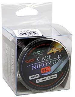 Filo da pesca per pesca alla carpa, 600 m, nero opaco, molto liscio, disponibile da Ø 0,22 a 0,40 mm (diametro 0,26 mm/portata 8,50 kg)
