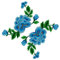 (Pack of 2)Double Layers Peony Flowers on Vine Embroidered Appliques Sew or Iron on Patches-Skyblue