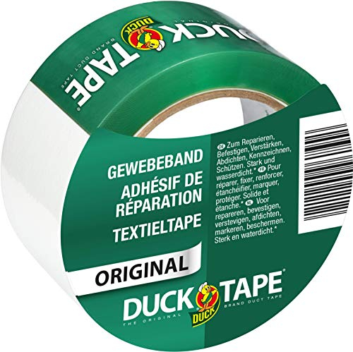 DUCK TAPE 106-05 Original Gewebeband – Selbstklebendes Klebeband mit wasserdichter Oberfläche – Panzertape extra stark für innen & außen – 50mm x 25m - Weiß
