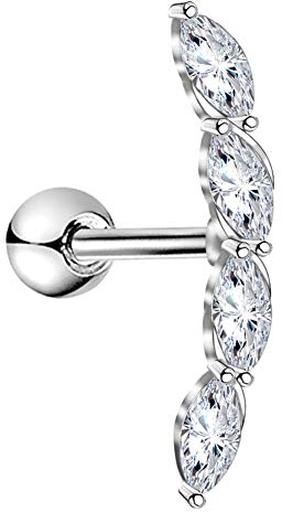 OUFER Piercing Oreille Cartilage Piercing Helix 16G en Acier Chirurgical 316Lavec Courbure Pavée de Zircone Cubique Brillante Piercing Tragus Boucles d’Oreilles Femme Bijoux Piercing Anneau 6mm