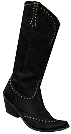 Minetom Schuhe Damen Vintage Biker Punk Militärisch Kampfstiefel Stiefel Herbst Blockabsatz rutschfest Niet Lange Boots Schwarz 42 EU