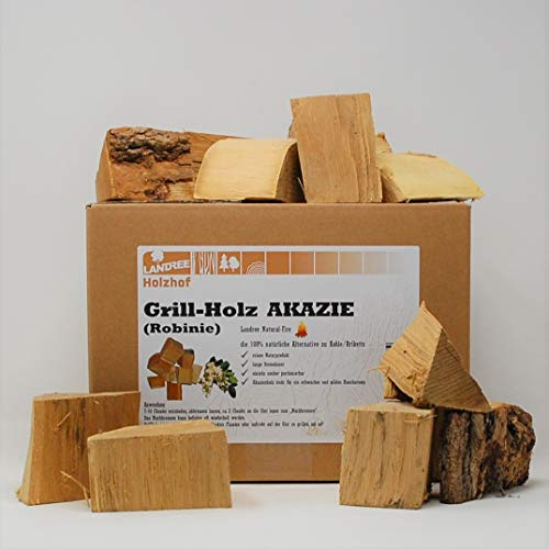 Landree® BBQ Grillholz Akazie 3,5KG – die (saubere) Alternative zu Holzkohle oder Grillbriketts - sicher - ökologisch – aromaintensiv vom Holzhof aus Schleswig-Holstein