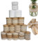16 Rolle Juteband mit Spitze, 12M Juteband Vintage Spitzenband + 13M Spitzenband weiß, Spitze Selbstklebend, Spitzenbordüre Dekoband für Geschenkverpackung Handwerk Hochzeit DIY Basteln