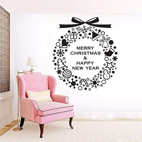 Wall Stickers Merry Christmas With Tree Gloves Vinyl Wall Sticker Home Front Door Mural Holiday Decor Removable Window Mural 37 * 42Cm