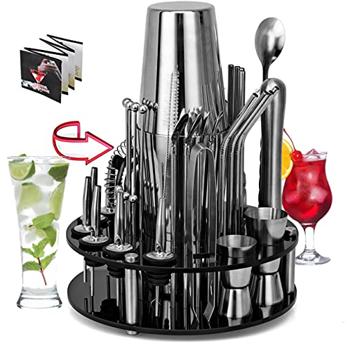 CKductpro Shaker à Cocktail, 41 pièces,Shaker Boston Outils de Bar, Ensemble de Barman à Shaker en Acier Inoxydable, avec Tous Les Accessoires de Bar