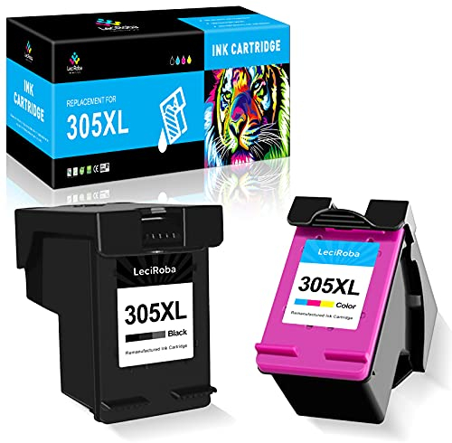 LeciRoba 305 XL Ersatz für hp 305 druckerpatronen XL für HP Deskjet 2710 2720 2724, DeskJet Plus: 4110 4120 4158; Envy Serie 6010 6020 6030 6032, Envy Pro Serie 6420 6432 6475 (1-Schwarz,1-Farbe)